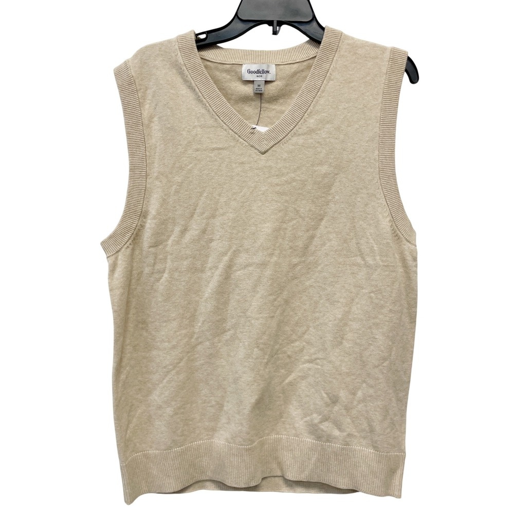 Goodfellow & Co Men's Beige V Neck Knit Sweater Vest Size Medium